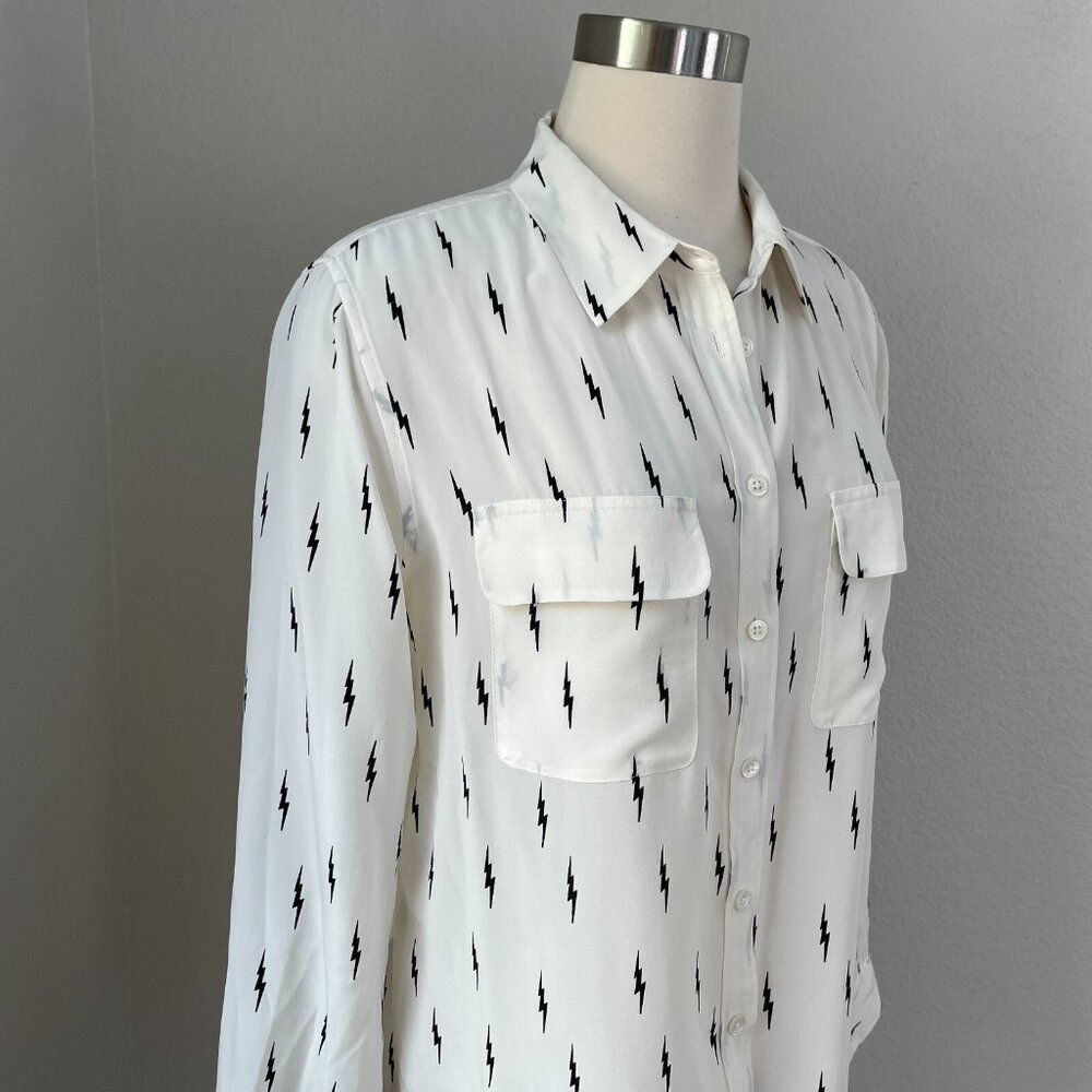 Equipment X Kate Moss Womens Large Slim Signature Button Up 100% Silk Blouse Top - Picture 4 of 12